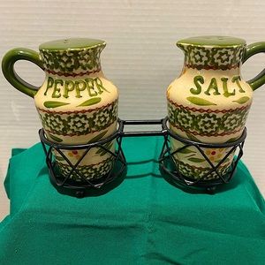 Vintage Temptation Green Large Old World S&P w/ Caddy